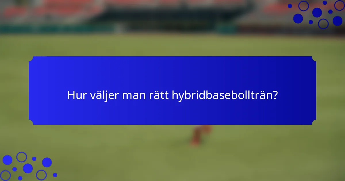 Hur väljer man rätt hybridbasebollträn?